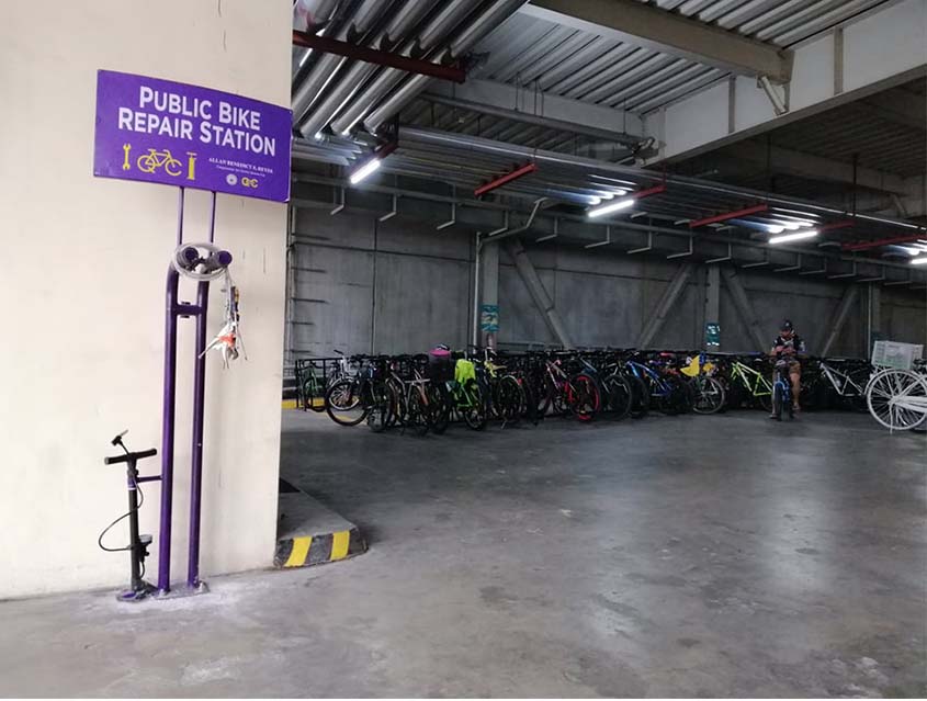 Public bike repair station set up at Araneta City