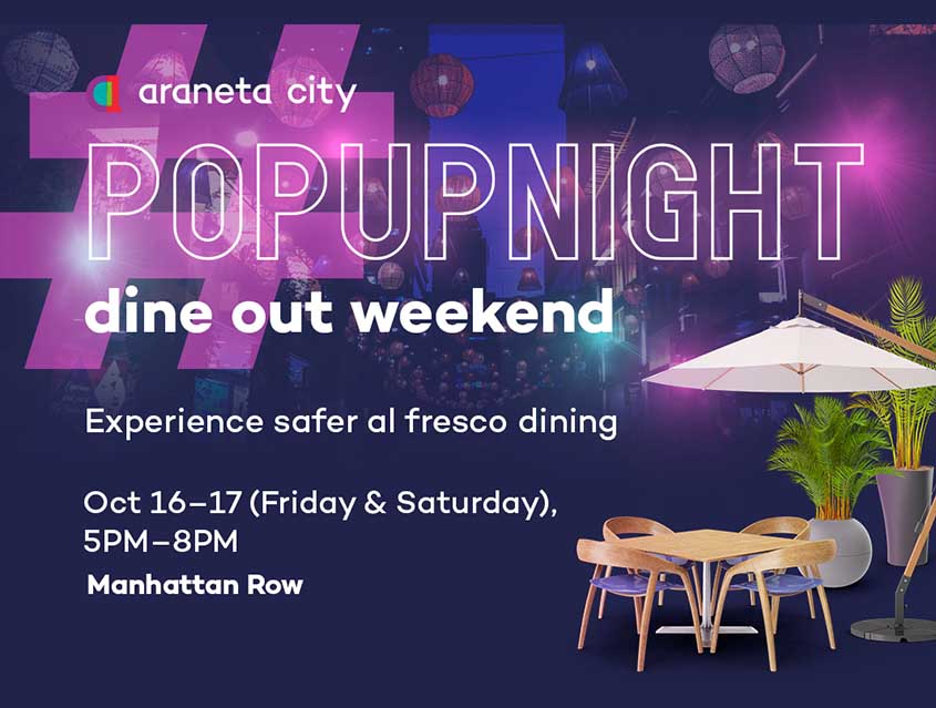 Have a taste of safe al fresco dining at Araneta City’s #PopUpNight Dine Out Weekend