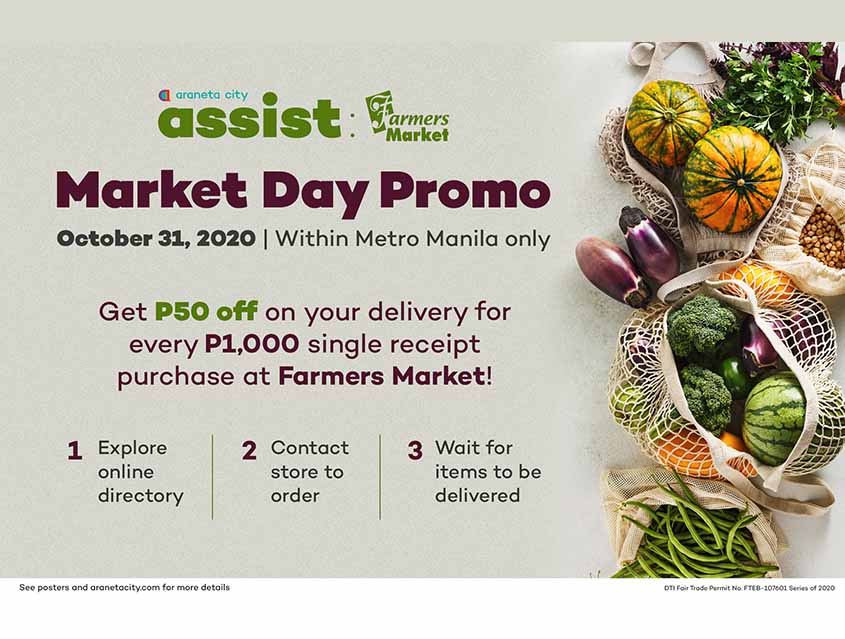 Get P50 off on delivery with Araneta City’s Farmers Market Day Promo