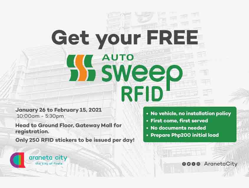 Araneta City extends free AutoSweep RFID installation until February 15