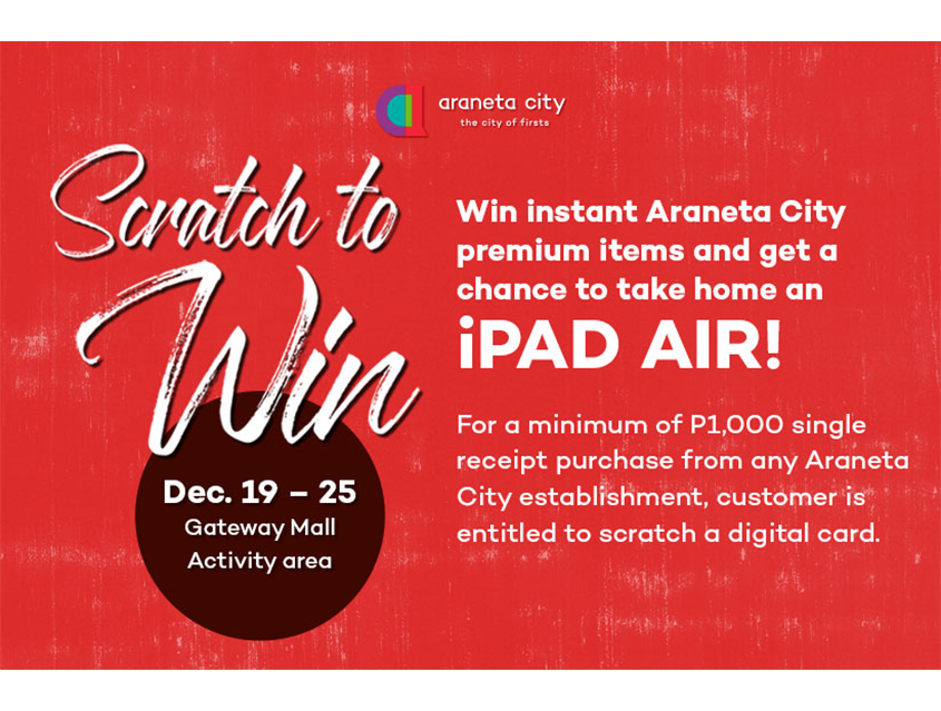Get exclusive Araneta City Christmas gifts with the Scratch to Win promo