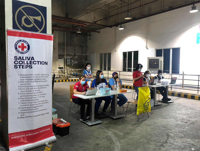 Araneta City, PH Red Cross launch drive-through COVID-19 saliva test site